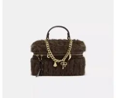 zara フェイクファーハードクラッチバック