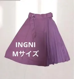 INGNI Mサイズ パープル フレアミディスカート プリーツ付き