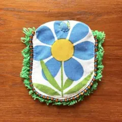 ♧ハンドメイド♧東欧ヴィンテージ生地のミニポーチ 青いお花　大