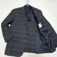ヘリンボーン　テーラードジャケット　カシミア混　ブルーグレー　背抜き　L相当