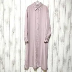 ユニクロ (S)　ベルテッド ロングシャツワンピース　リヨセル　ポケットあり