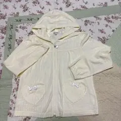 組曲a n yFA M140㎝ハートポッケ黄薄手パーカ