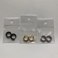 ピアスセット 黒 金 銀 3色