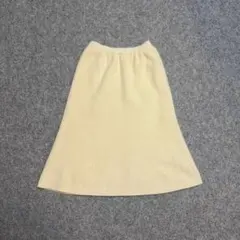 ニットスカート フレア ウール混 アイボリー 上品 シンプル きれいめ 古着