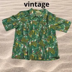 vintage 90s アロハシャツ グリーン M 古着 502のサムネイル