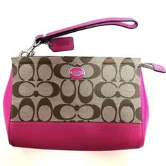 美品 コーチ ポーチ アクセサリーポーチ リストレット ピンク COACH