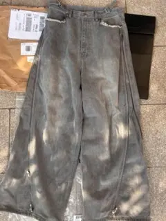 GRANCY ジップデザイン バギーデニム パンツ