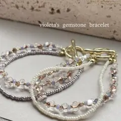 SALE◆p14 天然石 ブレスレット タンザナイト チェコ ビーズ 各1点