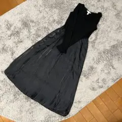 ZARA 黒　長袖　ドッキングワンピース US XS 新品