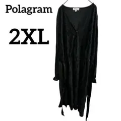 Polagram【2XL】 黒 クレープ ロングワンピース Vネック