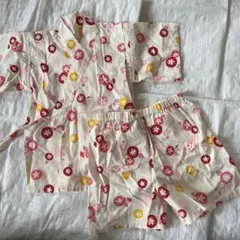 未使用　ベビー　 カラフル花柄甚平セット 90cm