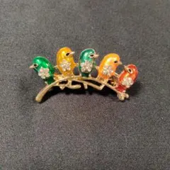 カラフル　小鳥　ブローチ