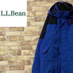 エルエルビーン　マウンテンパーカー　アウトドア　刺繍ロゴ　ブルー　黒　M