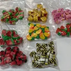 カラフルなフルーツ動物ヘアゴムセット
