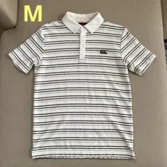 美品 M カンタベリー ホワイトベージュ ボーダー柄 ポロシャツパイルタオル生地のサムネイル