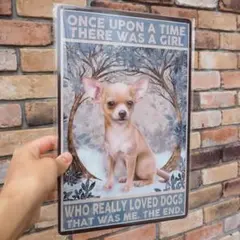 ブリキ看板 チワワ 犬 プレート インテリア 雑貨 ヴィンテージ レトロ