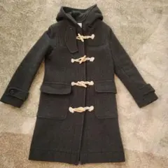 ダークグレー ダッフルコート フード付き