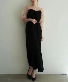 Acka. sheer puff dress (black) - メルカリ