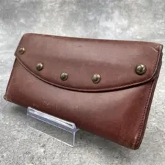 【微美品】CELINE セリーヌ　長財布　ブラウン　スタッズ　折り財布　レザーのサムネイル
