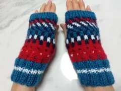 【新品・未使用】手編みハンドウォーマー（指なし手袋）タイプr【まとめ買いでお得】