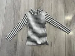 ストライプ フリル付き長袖トップス