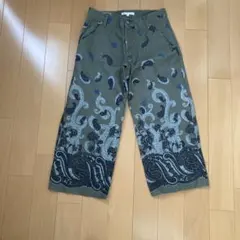 ペイズリー柄 ワイドパンツ カーキのサムネイル