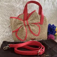 na@プロフ必読様専用ケイトスペード/リボン付きかごバッグ/2WAY/