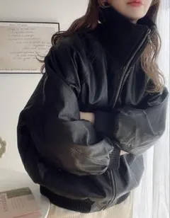 JaVaジャバコラボ フェイク レザー オーバーサイズ ジャケット