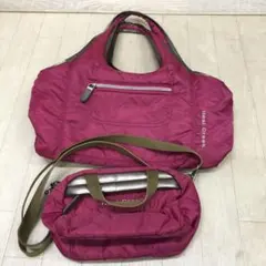 中古 ヒールクリーク トート ショルダー バッグ 2個セット ピンク