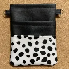 合皮　ラミネート　ナースポーチ　ダルメシアン　白　オーガナイザー　作業用ポーチ