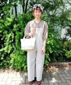 新品タグ 未着 サマンサモスモスブルー 綿麻ワイドサロペット2020SS