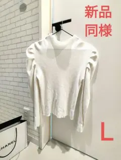 新品同様❤ ホワイトニット長袖トップス Lサイズ