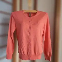 い*ス様 INED コーラルピンク 長袖カーディガン　カシミヤ混　9号M相当