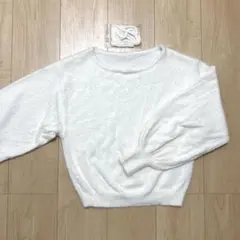 clear 白 アイボリー ニット チョーカー付き