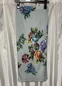 PRADA 花柄ロングスカート トライアングル ライトブルーのサムネイル