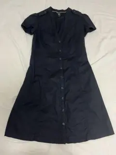 MANGO BASICS ネイビー 半袖シャツワンピース M