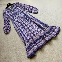 美品　ヌキテパ　ETHNIC DRESS ワンピース　総柄　パープルのサムネイル