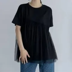 La-gemme チュール ドッキング ビスチェライクベアデザインTシャツのサムネイル