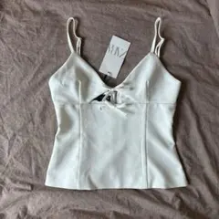 ZARA キャミソール ビスチェ ホワイト リボン　タグ付きのサムネイル