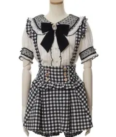 リズリサ ギンガムツイードサスペンダー付スカパン