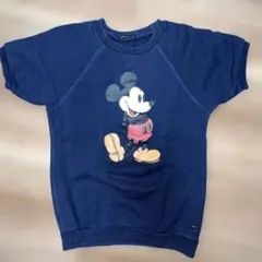 美品FITHスウェット半袖ミッキーマウス Tシャツ ネイビー140