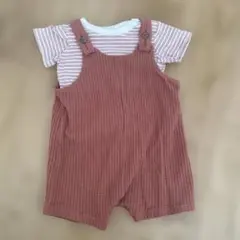 h&m オレンジ　サロペット　ストライプTシャツ　ぐりとぐら