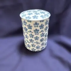 昭和レトロ　有田焼　哲山　青い花模様の陶器製3段重箱　食器　保存容器