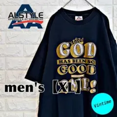 y612【AAA】プリントTシャツ【メンズXL】ネイビー