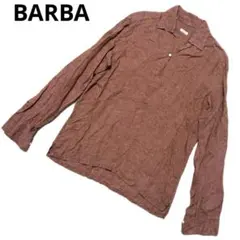 BARBA ブラウン シャツ Mサイズ たたみシワあり 麻100 オールシーズンのサムネイル