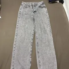 グレー ハイウエスト ワイドレッグデニム