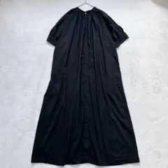 ロートレアモン| バンドカラー ロングシャツワンピース【38】タック ブラック