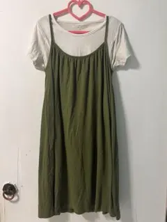 マタニティ 授乳口付き 半袖Tシャツ＆ワンピース カーキのサムネイル