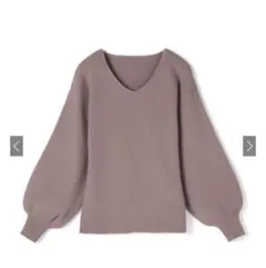 Vネックボリュームスリーブニットトップス［k8396v］