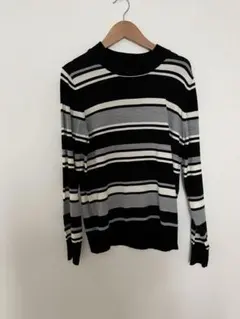 トップバリュー　ストライプ柄 長袖ニット　L